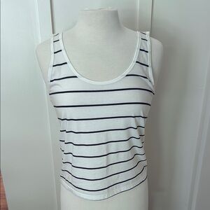 Abercrombie & Fitch White and Black Striped Tank Top
